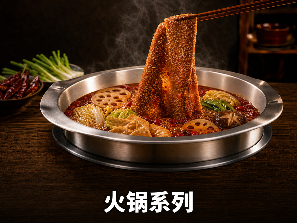 火锅系列 · 5 SKU · 招牌过把瘾底料/招牌过把瘾红油/招牌清油底料/招牌清油红油/招牌调味粉